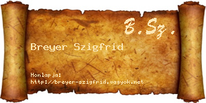 Breyer Szigfrid névjegykártya